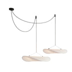 Tense Pendant Light, Tyvek Paper Shade, White and Black, Warm Dimmable