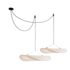 Tense Pendant Light, Tyvek Paper Shade, White and Black, Warm Dimmable