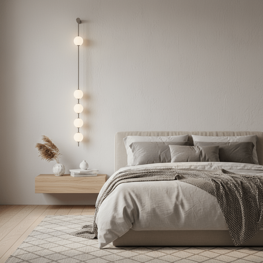 Vertical Balls Wall Lamp, Brass Black or Nickel, Glass Globe, Dimmable