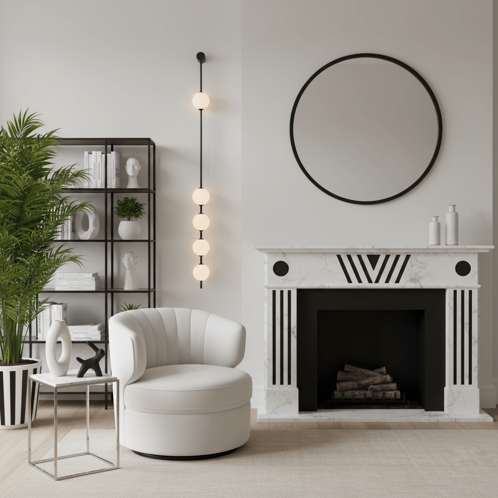 Vertical Balls Wall Lamp, Brass Black or Nickel, Glass Globe, Dimmable