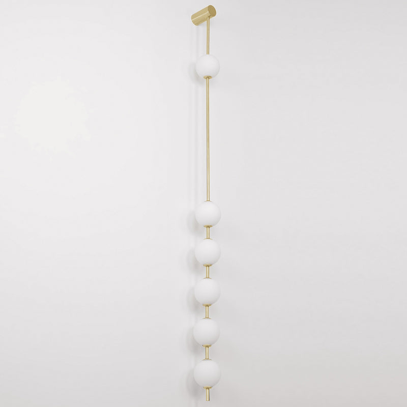 Vertical Balls Wall Lamp, Brass Black or Nickel, Glass Globe, Dimmable