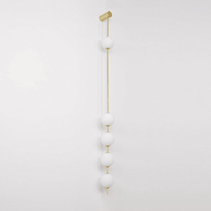 Vertical Balls Wall Lamp, Brass Black or Nickel, Glass Globe, Dimmable