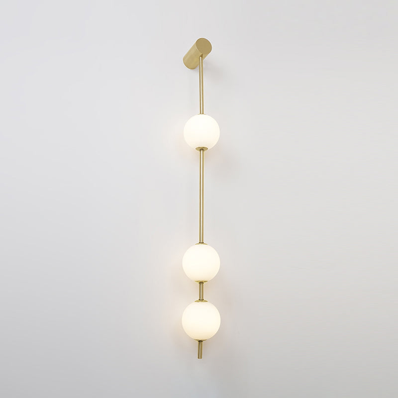 Vertical Balls Wall Lamp, Brass Black or Nickel, Glass Globe, Dimmable