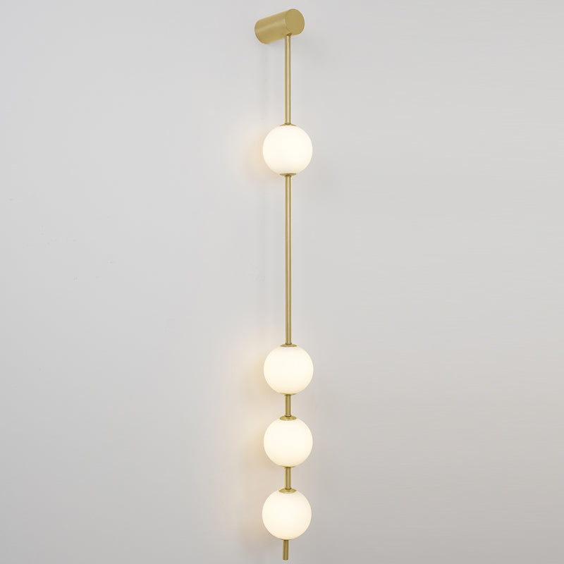 Vertical Balls Wall Lamp, Brass Black or Nickel, Glass Globe, Dimmable