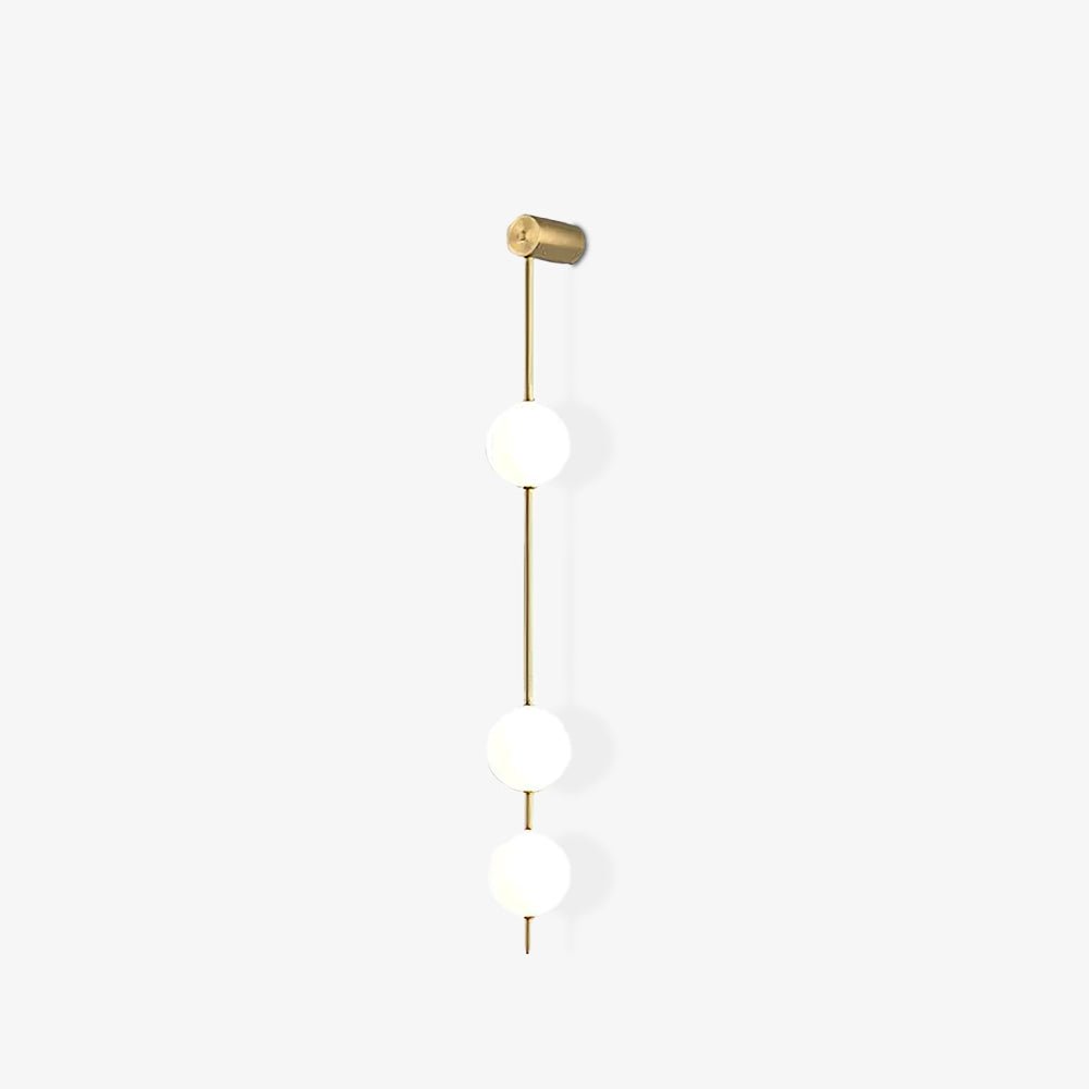 Vertical Balls Wall Lamp, Brass Black or Nickel, Glass Globe, Dimmable