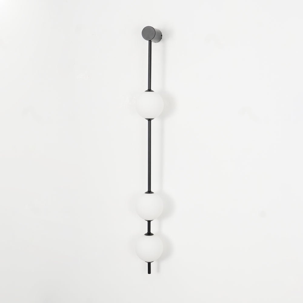 Vertical Balls Wall Lamp, Brass Black or Nickel, Glass Globe, Dimmable