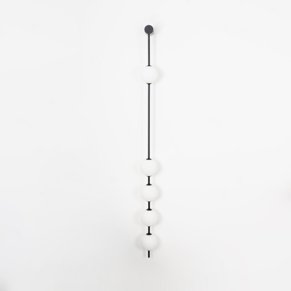 Vertical Balls Wall Lamp, Brass Black or Nickel, Glass Globe, Dimmable