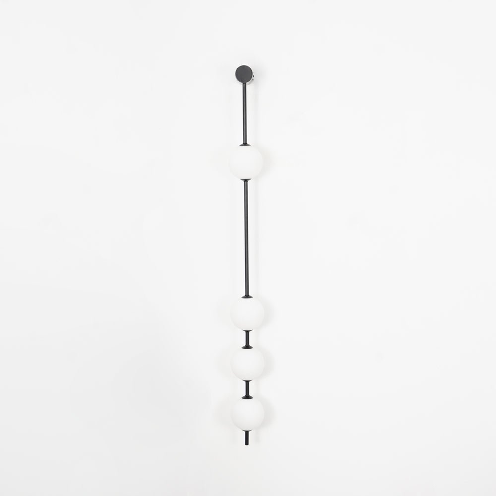 Vertical Balls Wall Lamp, Brass Black or Nickel, Glass Globe, Dimmable