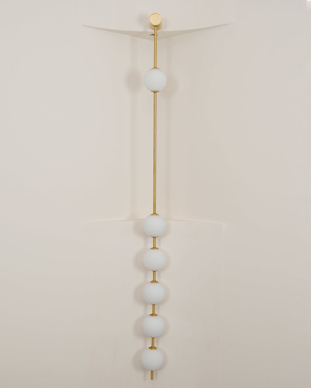 Vertical Balls Wall Lamp, Brass Black or Nickel, Glass Globe, Dimmable