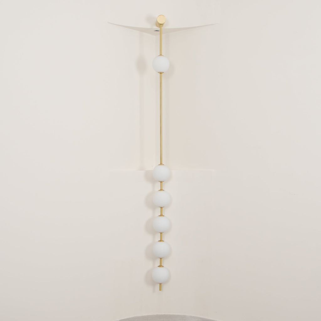 Vertical Balls Wall Lamp, Brass Black or Nickel, Glass Globe, Dimmable