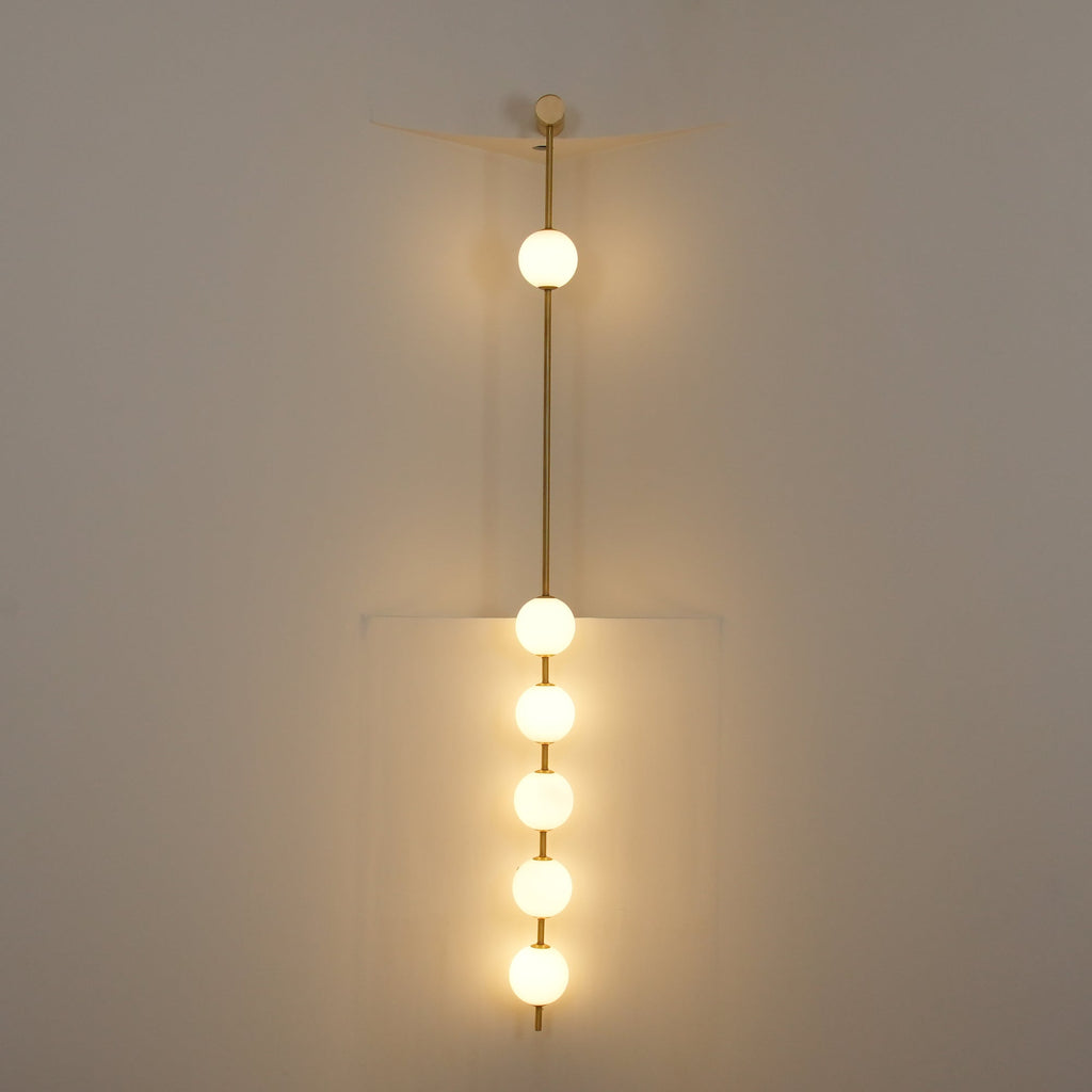 Vertical Balls Wall Lamp, Brass Black or Nickel, Glass Globe, Dimmable