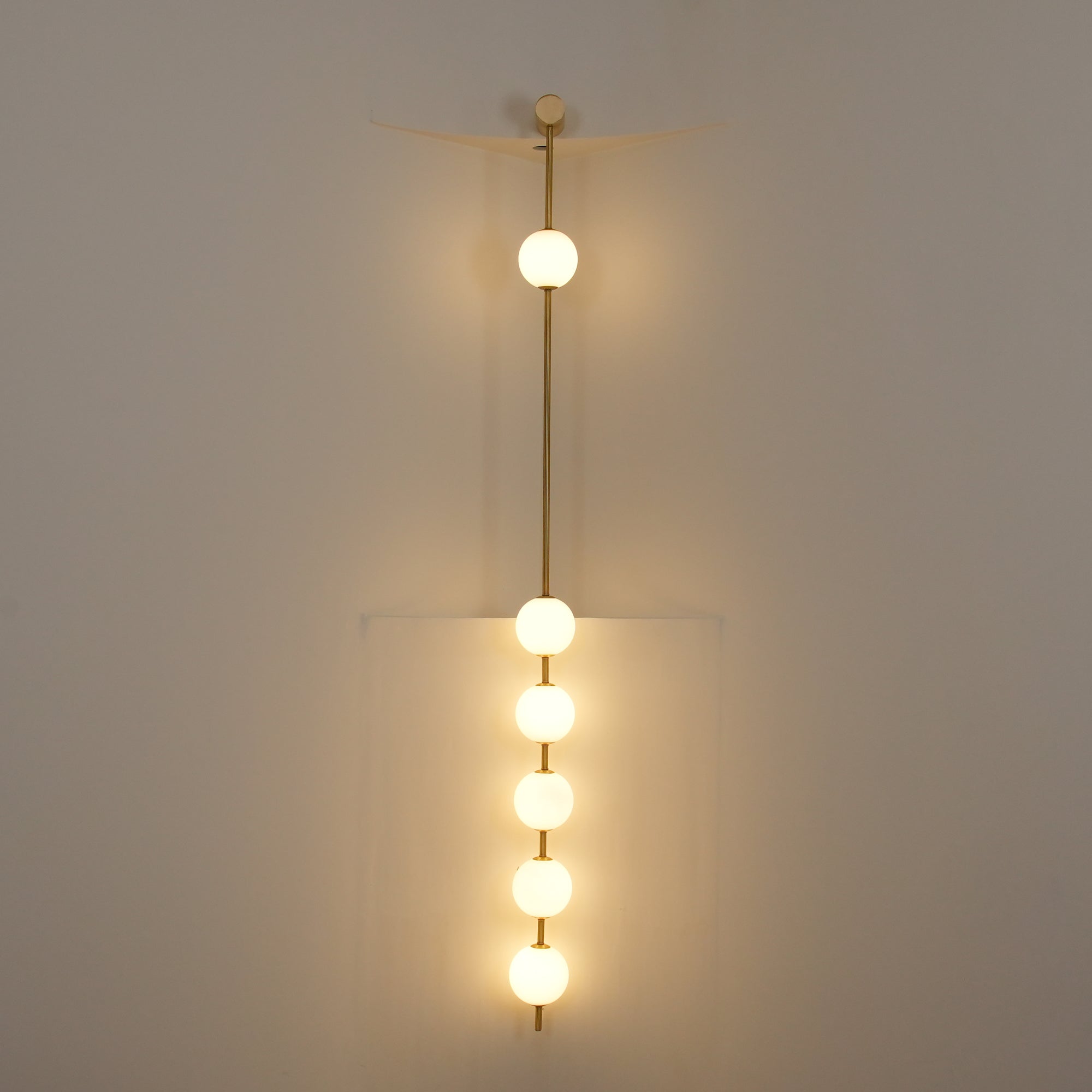 Vertical Balls Wall Lamp, Brass Black or Nickel, Glass Globe, Dimmable
