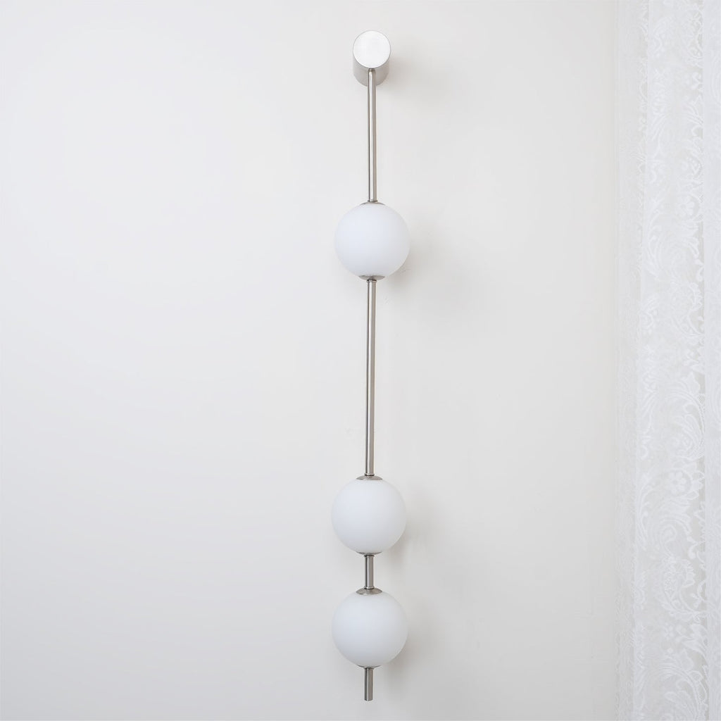 Vertical Balls Wall Lamp, Brass Black or Nickel, Glass Globe, Dimmable