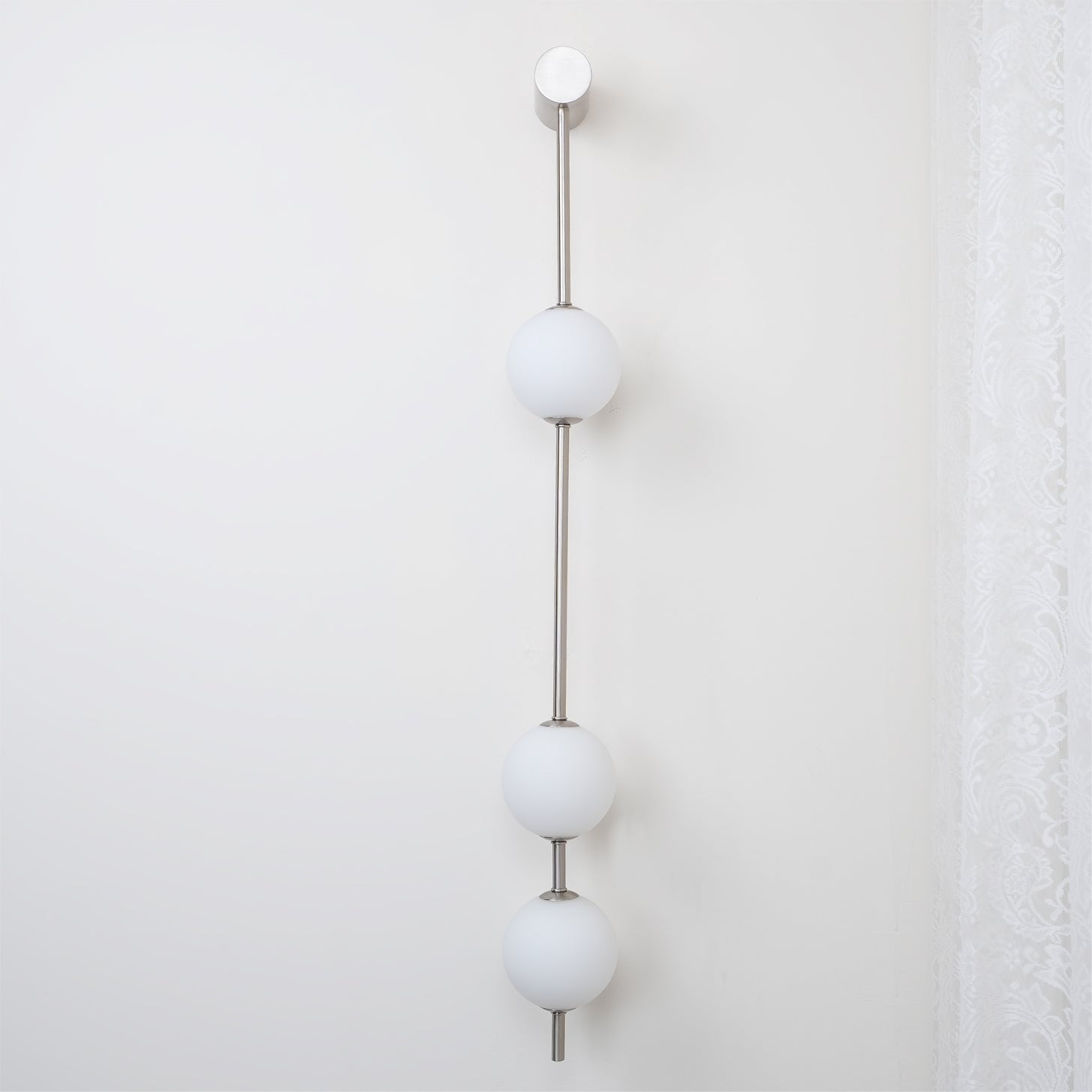 Vertical Balls Wall Lamp, Brass Black or Nickel, Glass Globe, Dimmable