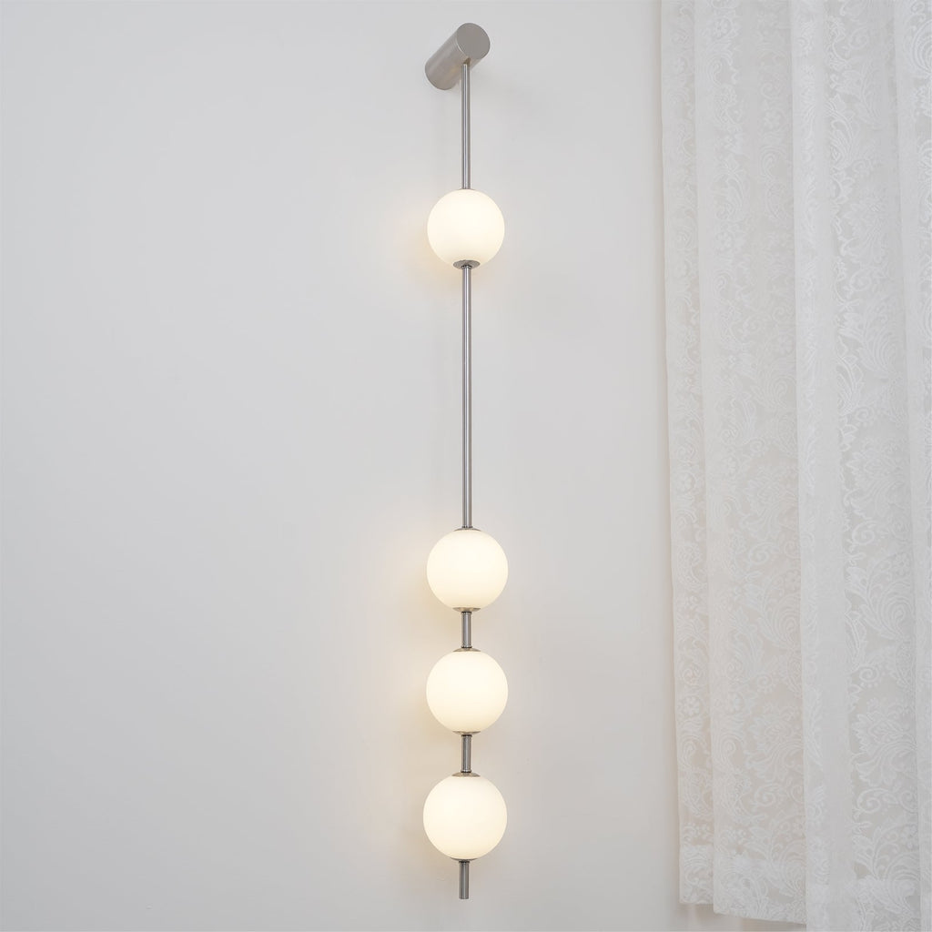 Vertical Balls Wall Lamp, Brass Black or Nickel, Glass Globe, Dimmable