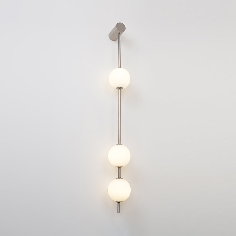 Vertical Balls Wall Lamp, Brass Black or Nickel, Glass Globe, Dimmable