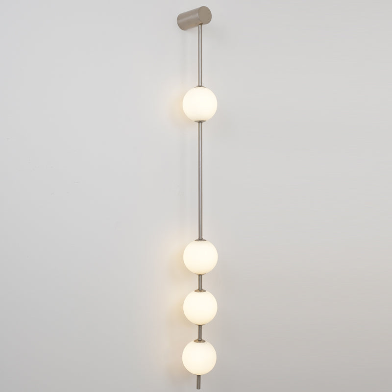 Vertical Balls Wall Lamp, Brass Black or Nickel, Glass Globe, Dimmable