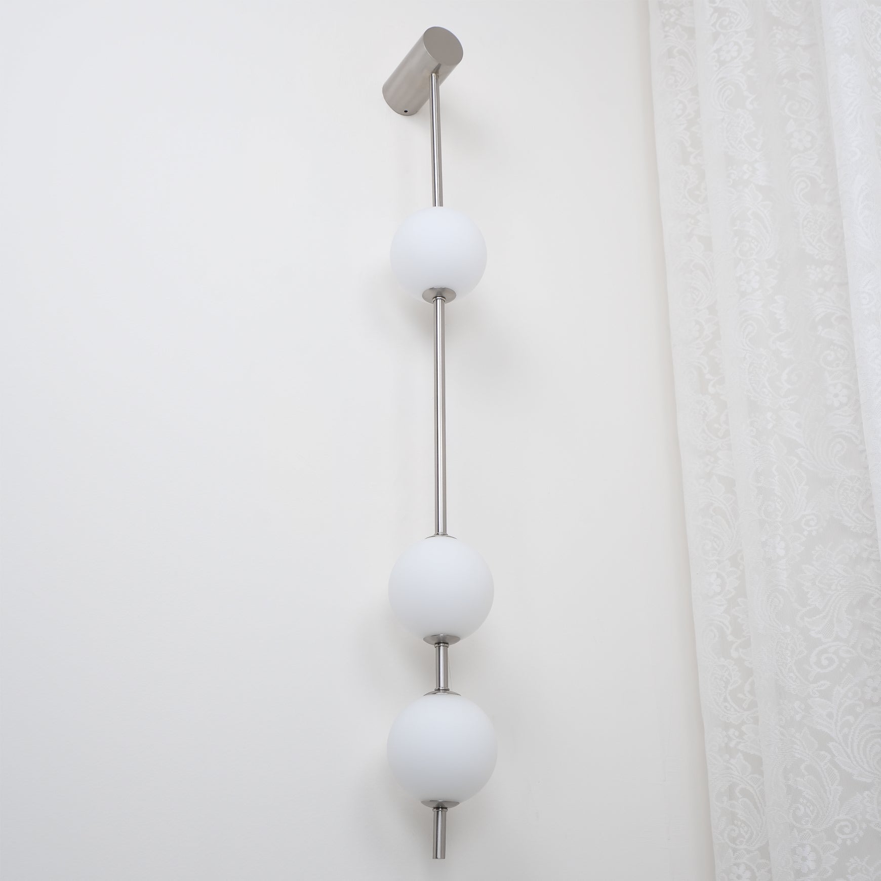 Vertical Balls Wall Lamp, Brass Black or Nickel, Glass Globe, Dimmable