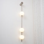 Vertical Balls Wall Lamp, Brass Black or Nickel, Glass Globe, Dimmable
