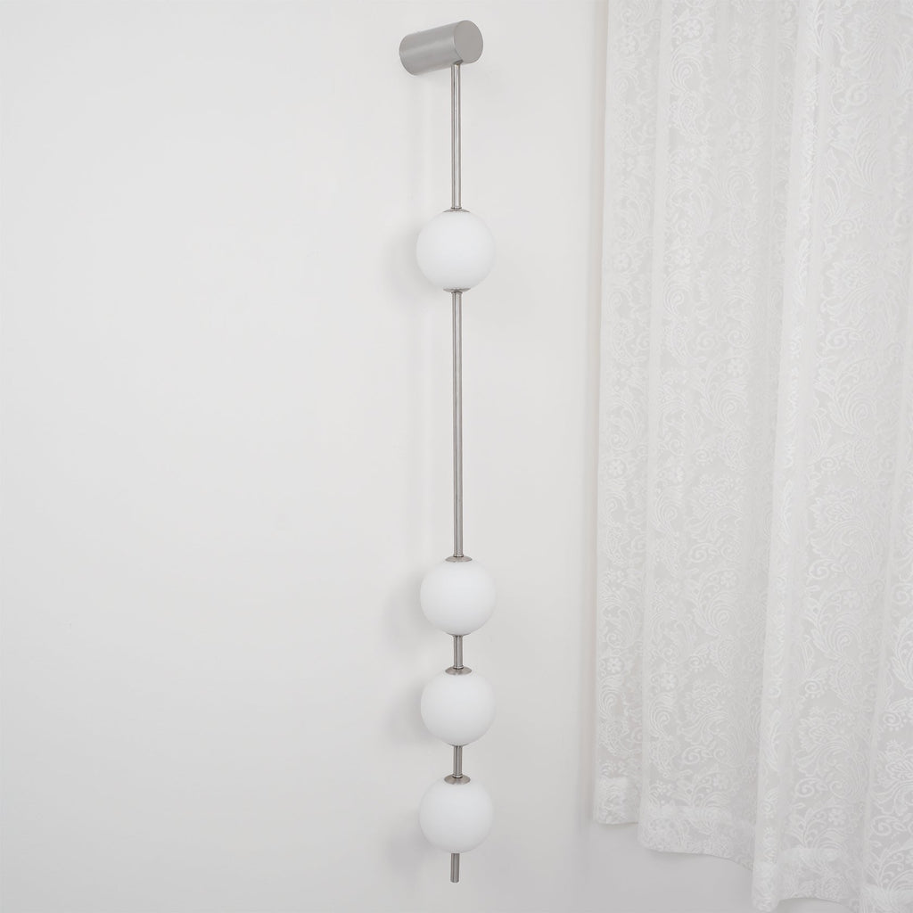 Vertical Balls Wall Lamp, Brass Black or Nickel, Glass Globe, Dimmable