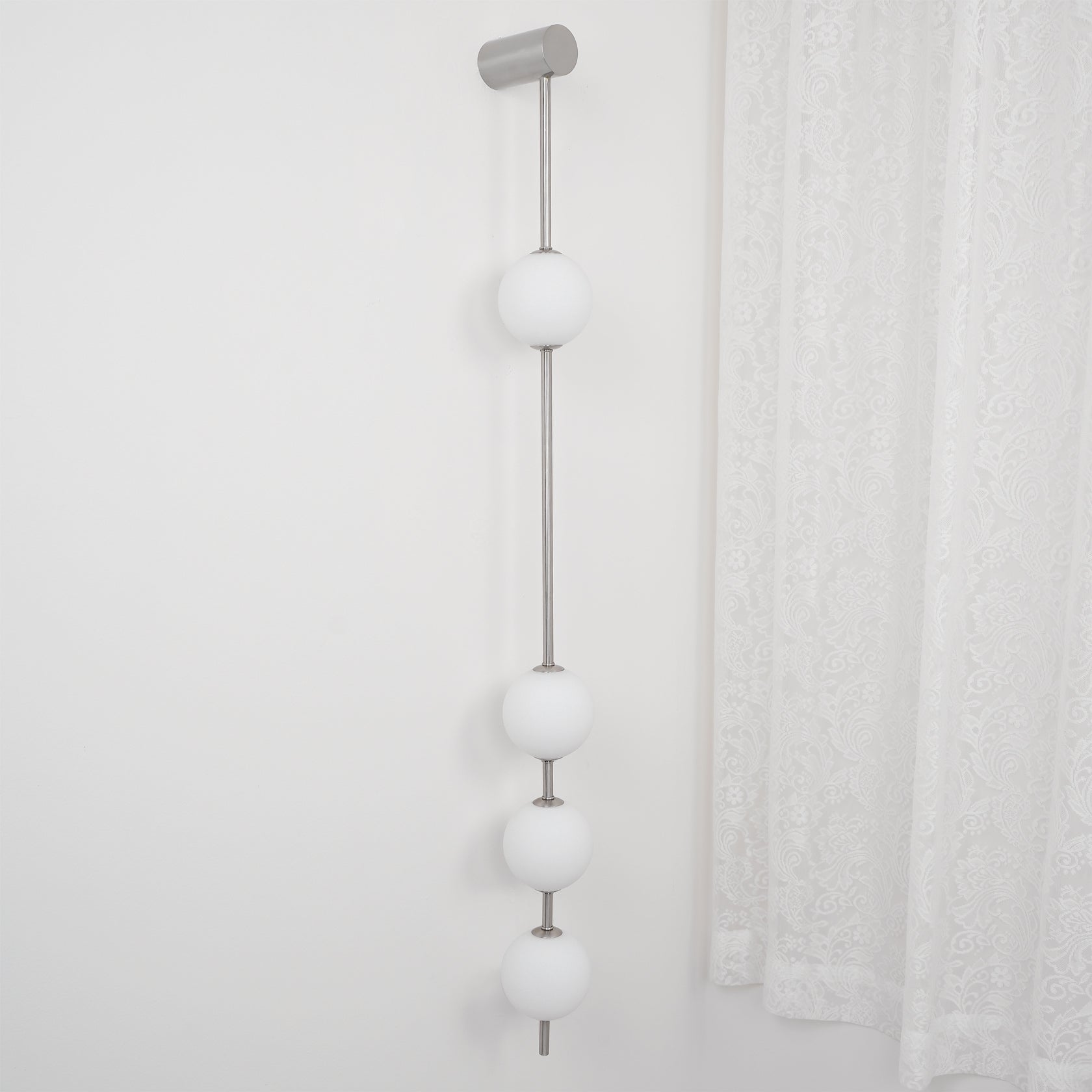 Vertical Balls Wall Lamp, Brass Black or Nickel, Glass Globe, Dimmable