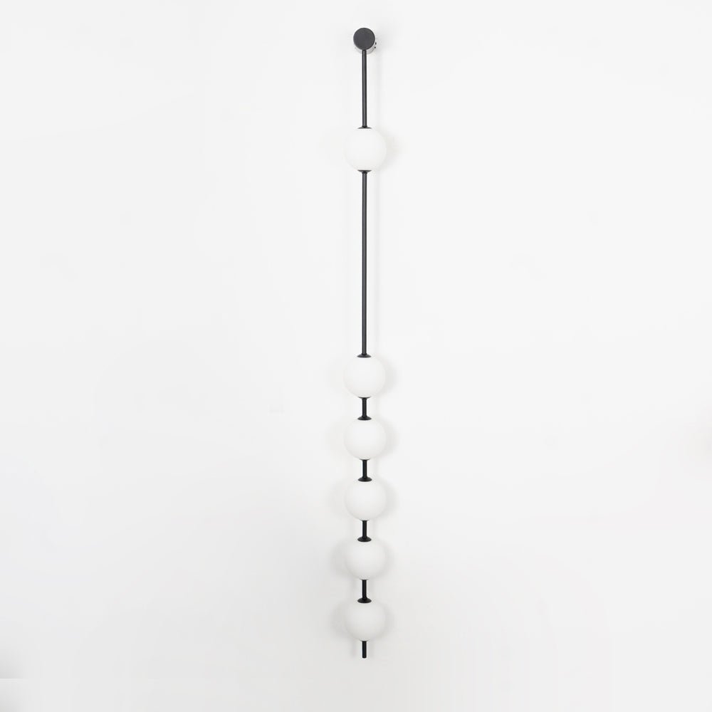 Vertical Balls Wall Lamp, Brass Black or Nickel, Glass Globe, Dimmable