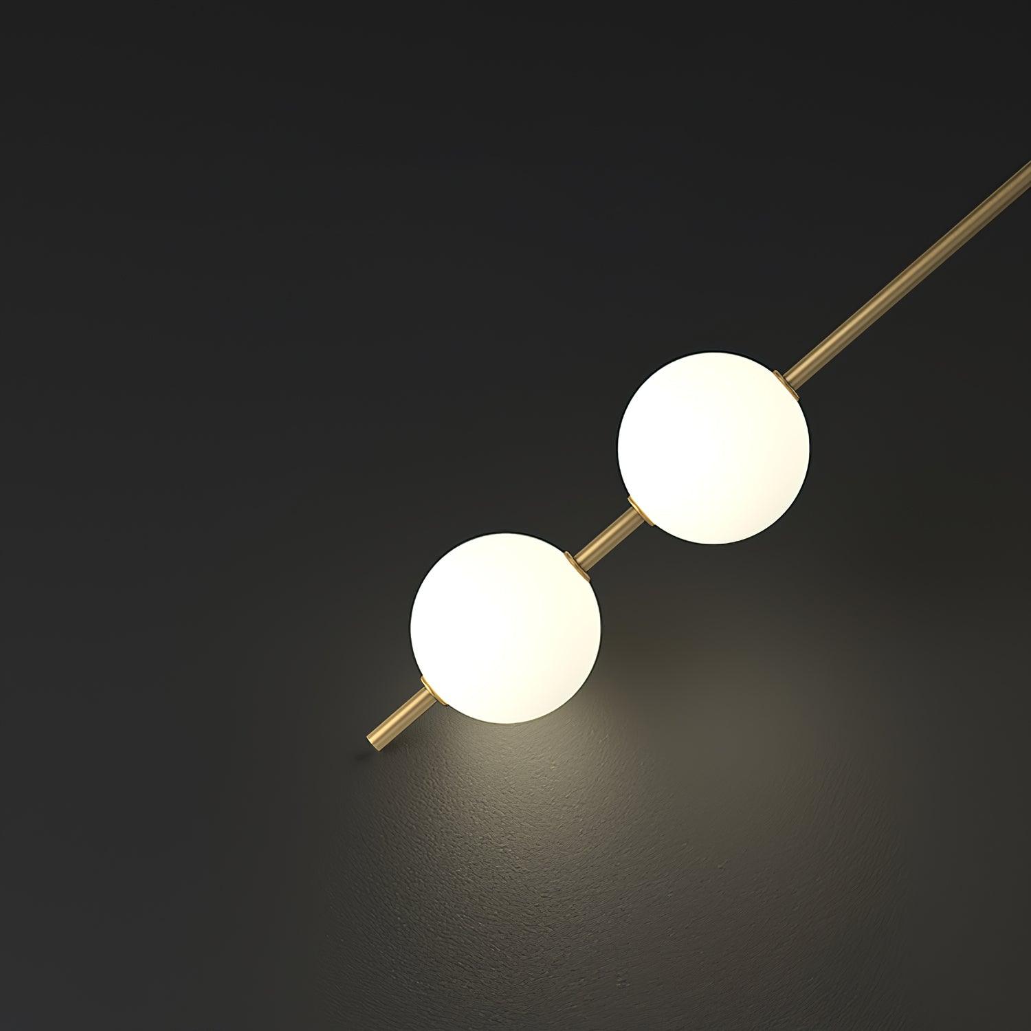 Vertical Balls Wall Lamp, Brass Black or Nickel, Glass Globe, Dimmable