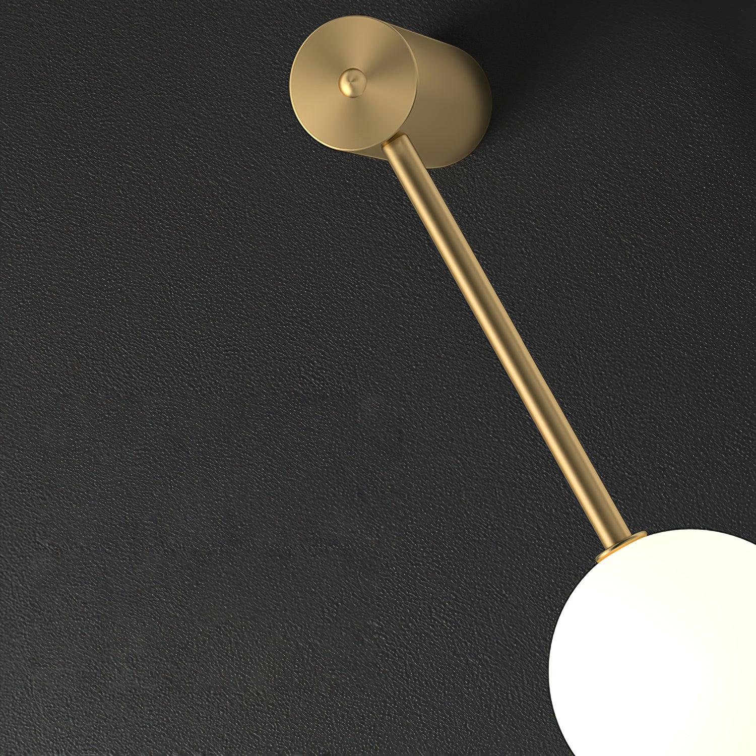 Vertical Balls Wall Lamp, Brass Black or Nickel, Glass Globe, Dimmable