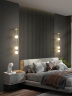 Vertical Balls Wall Lamp, Brass Black or Nickel, Glass Globe, Dimmable