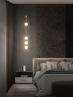 Vertical Balls Wall Lamp, Brass Black or Nickel, Glass Globe, Dimmable