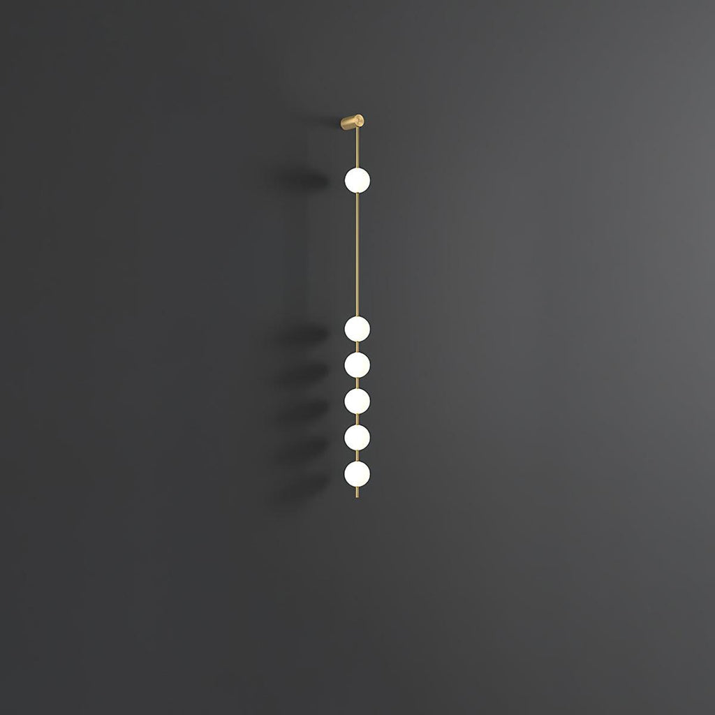 Vertical Balls Wall Lamp, Brass Black or Nickel, Glass Globe, Dimmable