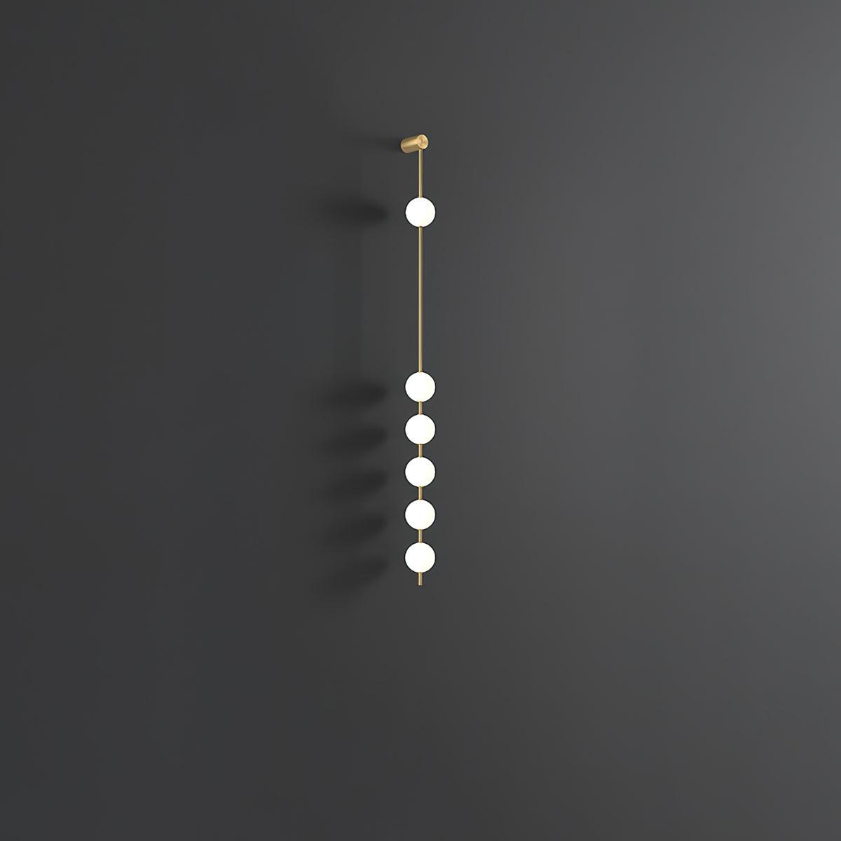 Vertical Balls Wall Lamp, Brass Black or Nickel, Glass Globe, Dimmable