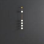 Vertical Balls Wall Lamp, Brass Black or Nickel, Glass Globe, Dimmable