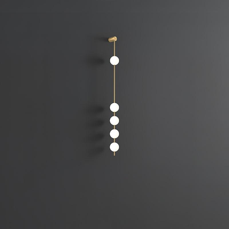 Vertical Balls Wall Lamp, Brass Black or Nickel, Glass Globe, Dimmable