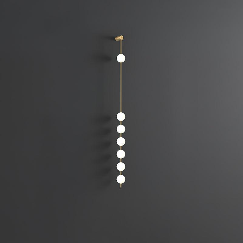 Vertical Balls Wall Lamp, Brass Black or Nickel, Glass Globe, Dimmable