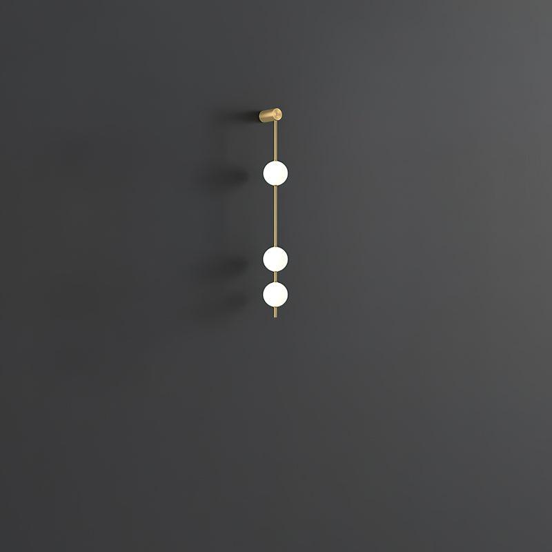 Vertical Balls Wall Lamp, Brass Black or Nickel, Glass Globe, Dimmable