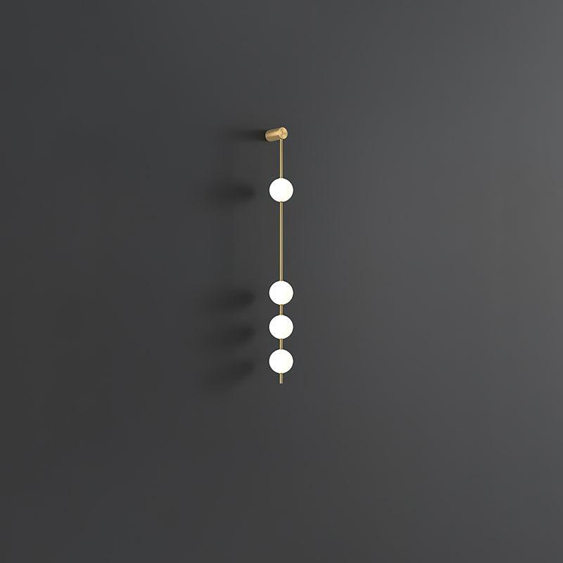 Vertical Balls Wall Lamp, Brass Black or Nickel, Glass Globe, Dimmable