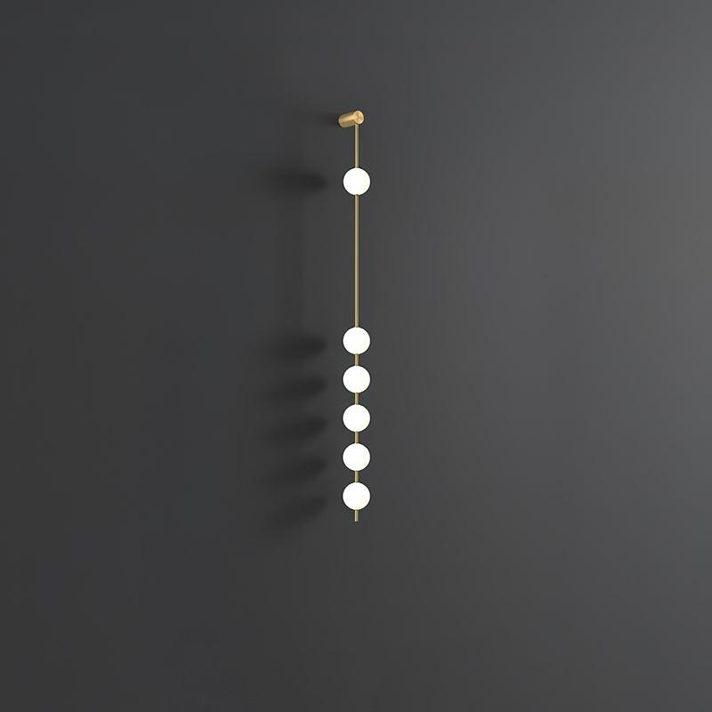 Vertical Balls Wall Lamp, Brass Black or Nickel, Glass Globe, Dimmable