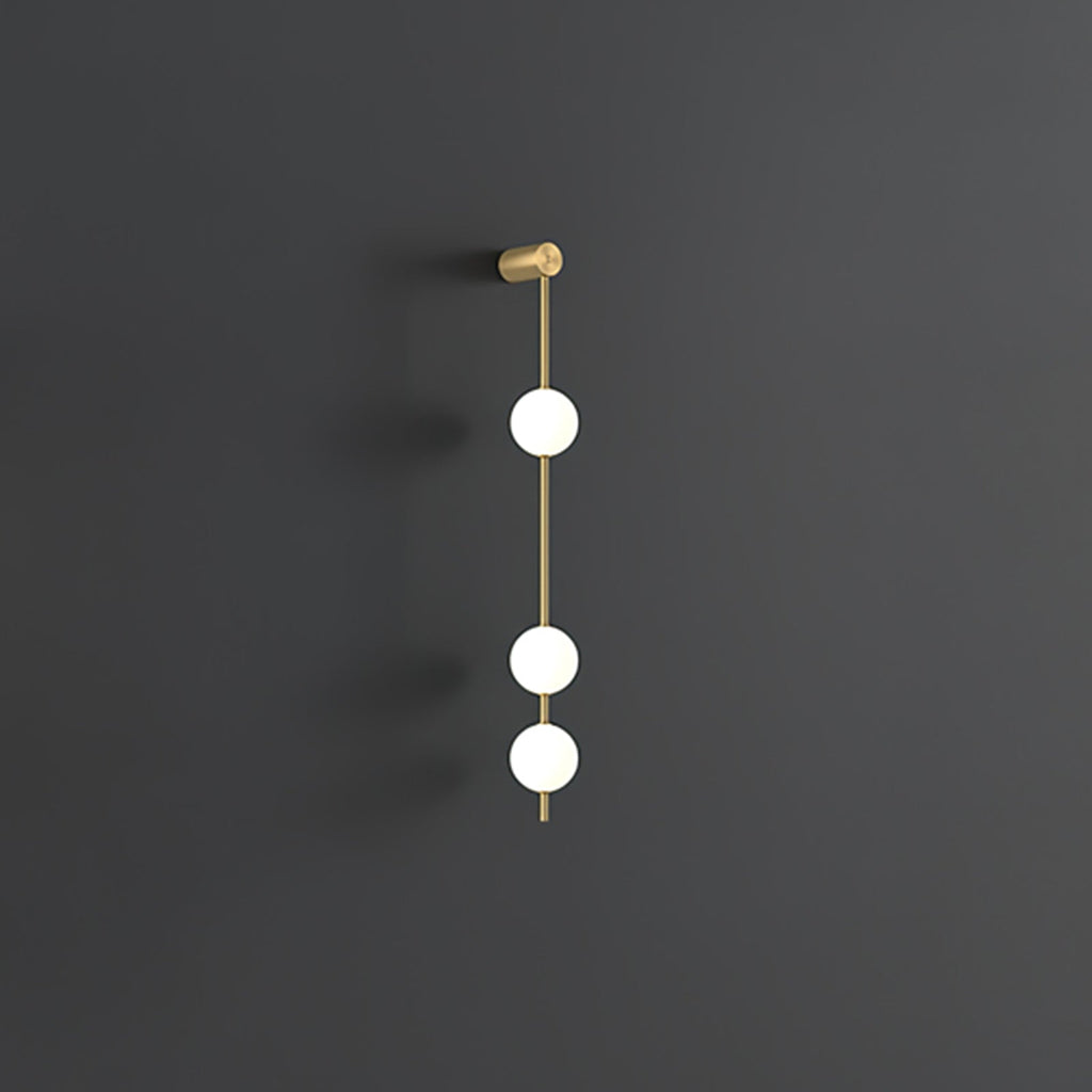 Vertical Balls Wall Lamp, Brass Black or Nickel, Glass Globe, Dimmable