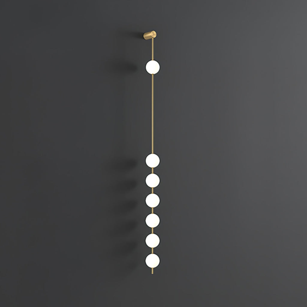Vertical Balls Wall Lamp, Brass Black or Nickel, Glass Globe, Dimmable