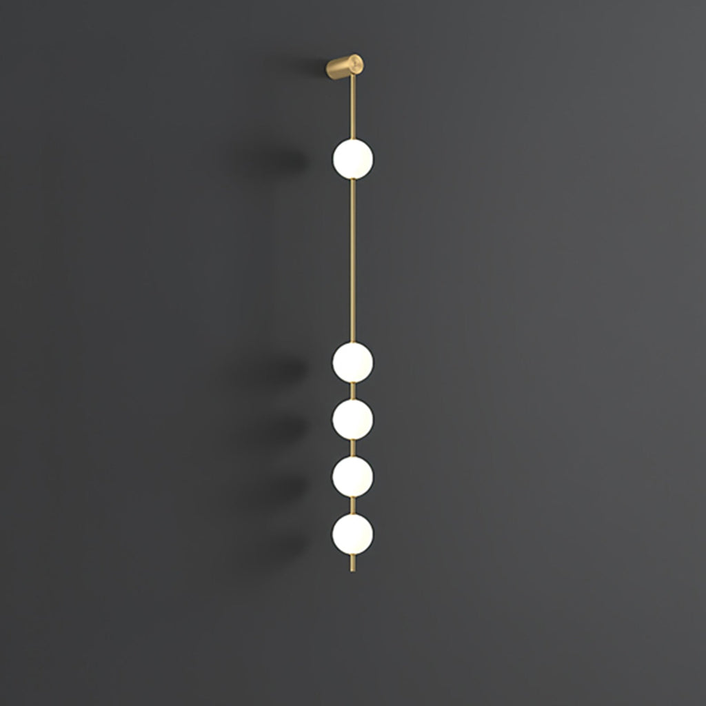 Vertical Balls Wall Lamp, Brass Black or Nickel, Glass Globe, Dimmable