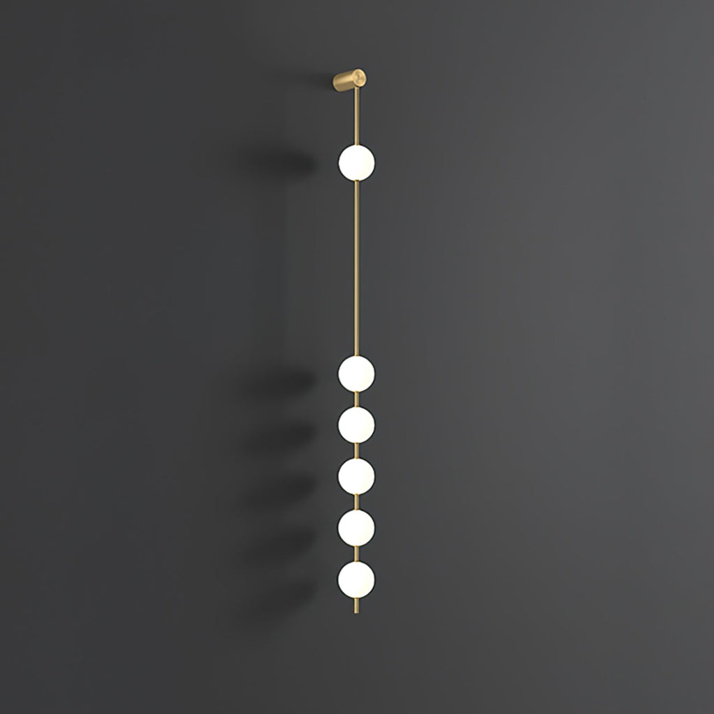 Vertical Balls Wall Lamp, Brass Black or Nickel, Glass Globe, Dimmable