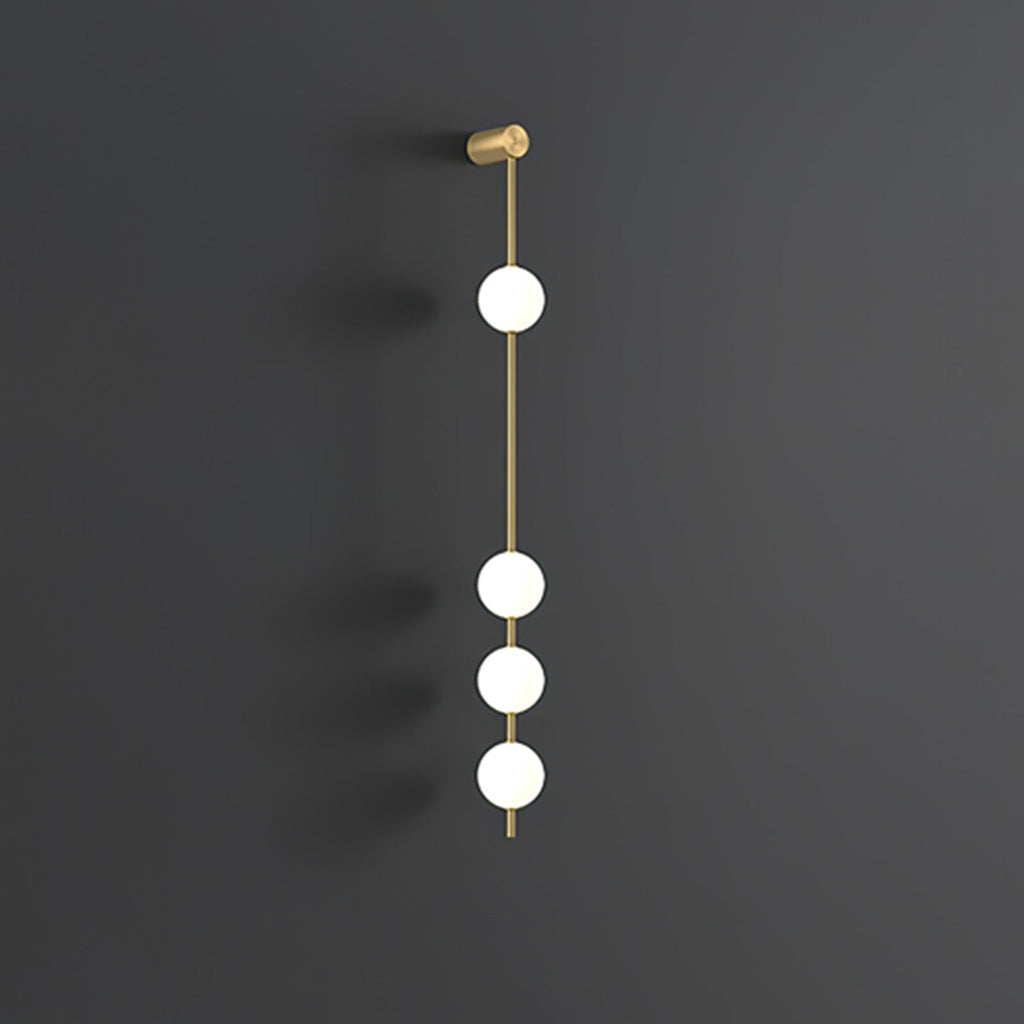 Vertical Balls Wall Lamp, Brass Black or Nickel, Glass Globe, Dimmable