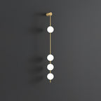 Vertical Balls Wall Lamp, Brass Black or Nickel, Glass Globe, Dimmable