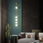 Vertical Balls Wall Lamp, Brass Black or Nickel, Glass Globe, Dimmable