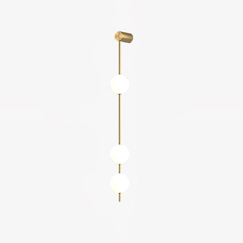 Vertical Balls Wall Lamp, Brass Black or Nickel, Glass Globe, Dimmable
