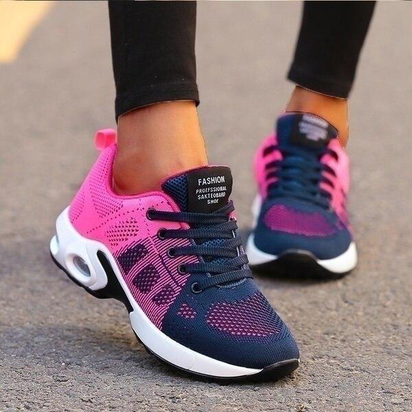 Cushioned Walking Sneakers for Women, Gel Sole and Double Mesh Upper