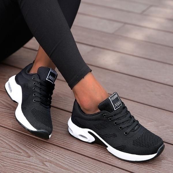 Cushioned Walking Sneakers for Women, Gel Sole and Double Mesh Upper