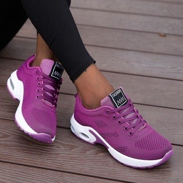 Cushioned Walking Sneakers for Women, Gel Sole and Double Mesh Upper