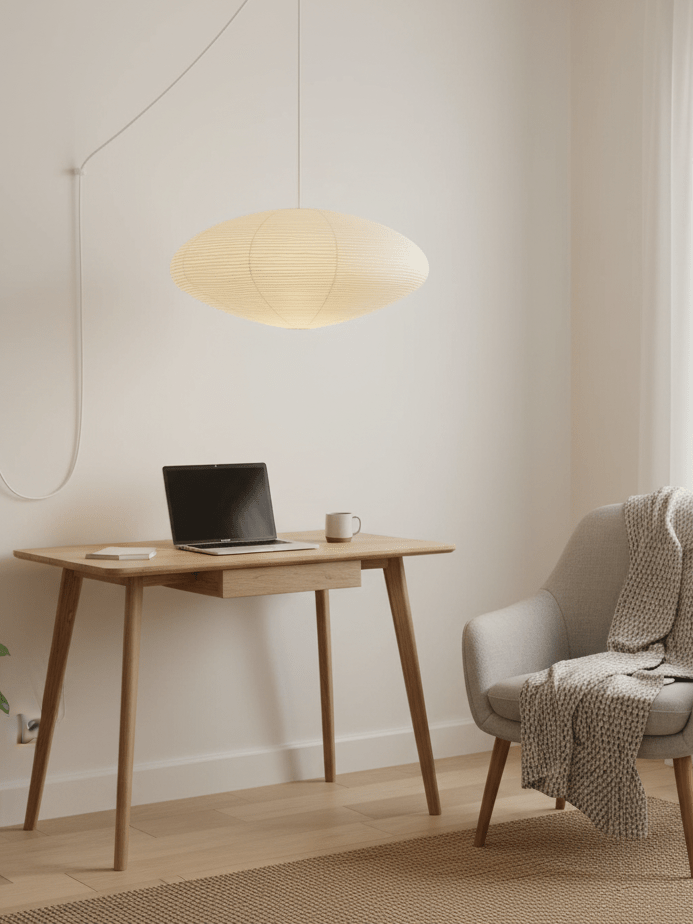 Washi Paper Swag Pendant Light, Mulberry Shade, E26/E27, Plug-In